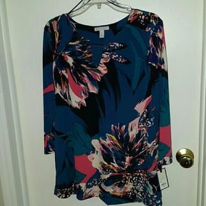 Dana Buchman multi- floral top